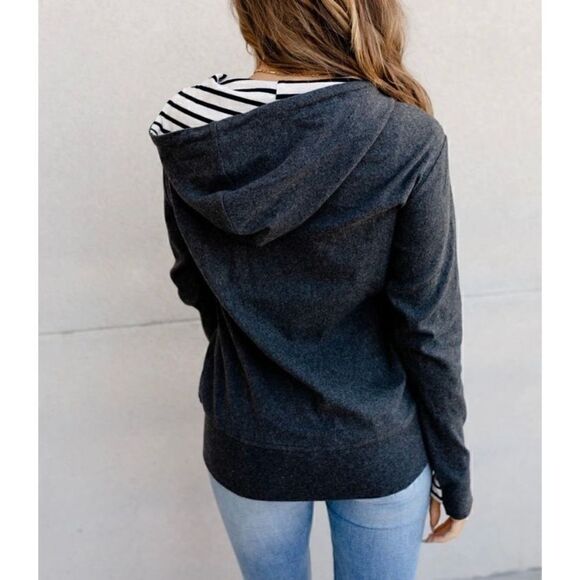Ampersand Avenue On The Go Striped Zip Up Hoodie | Size XS - Picture 2 of 5